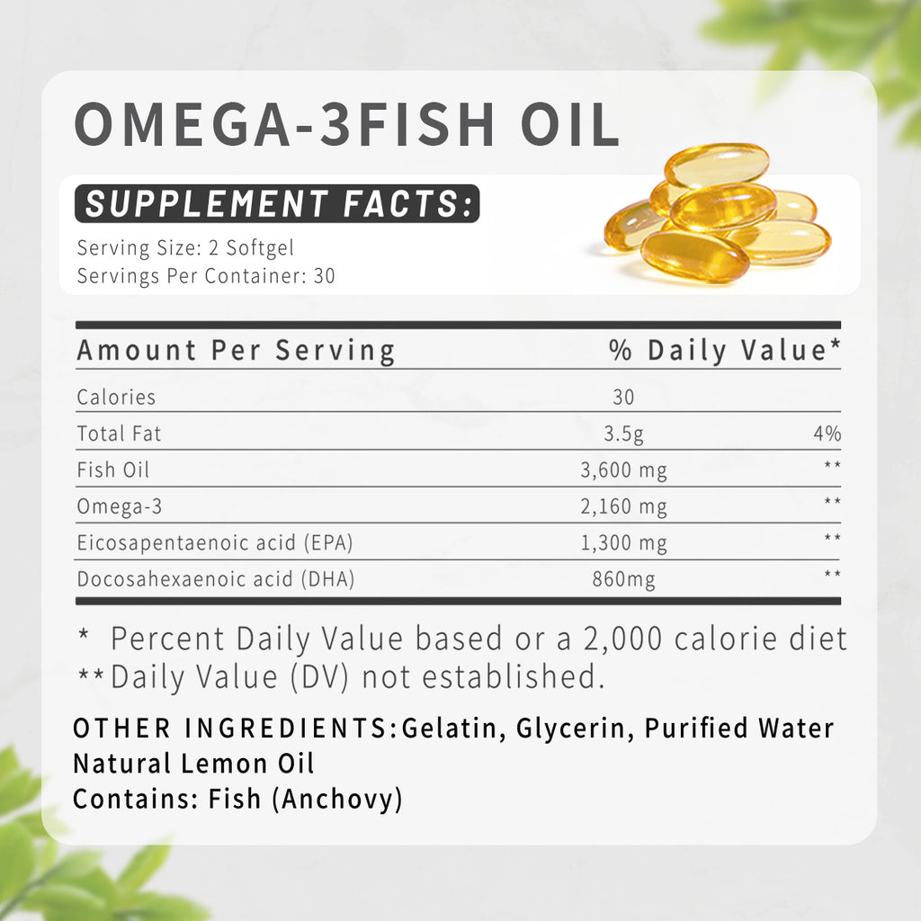 BRBR Omega-3 Fish Oil – 3,600mg per Softgel, High Potency EPA & DHA