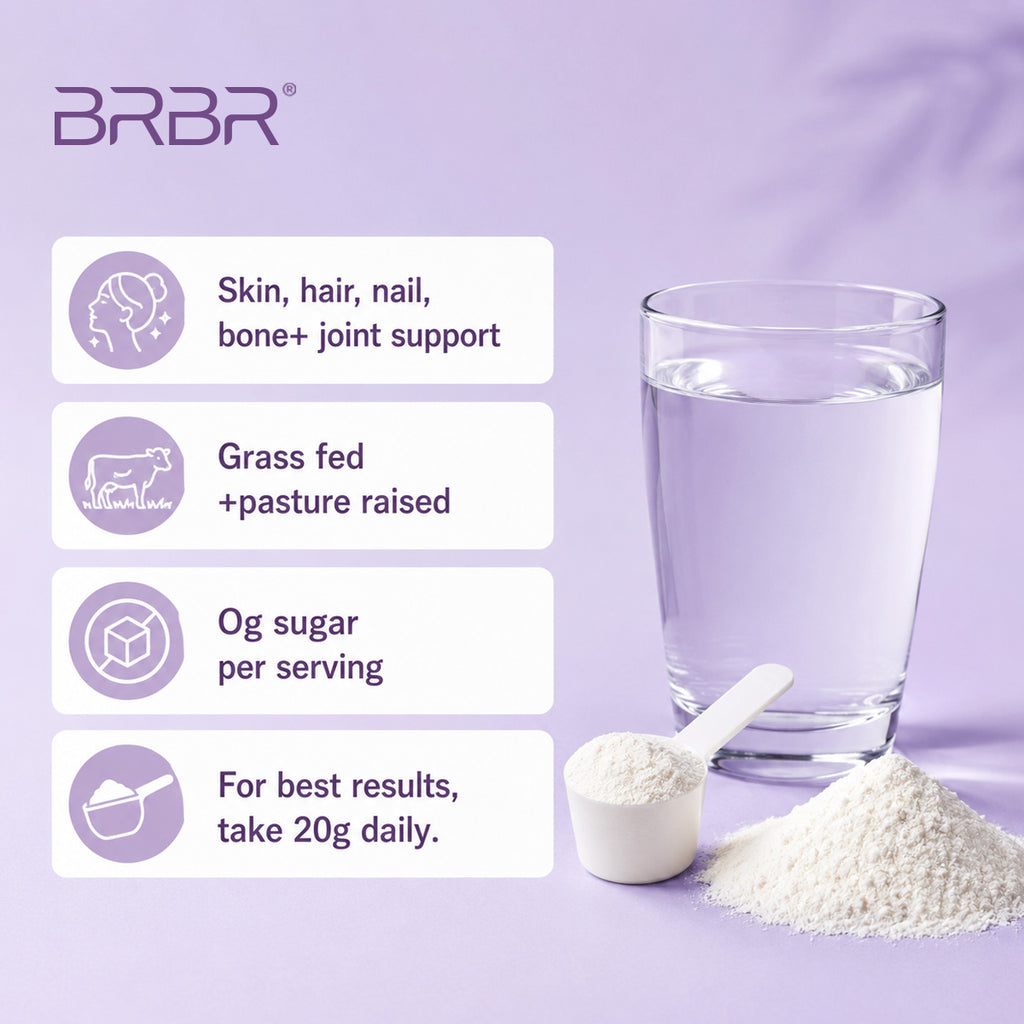 BRBR Collagen Peptides Powder – Hydrolyzed Bovine Collagen, Type I & III, 265g (13 Servings)
