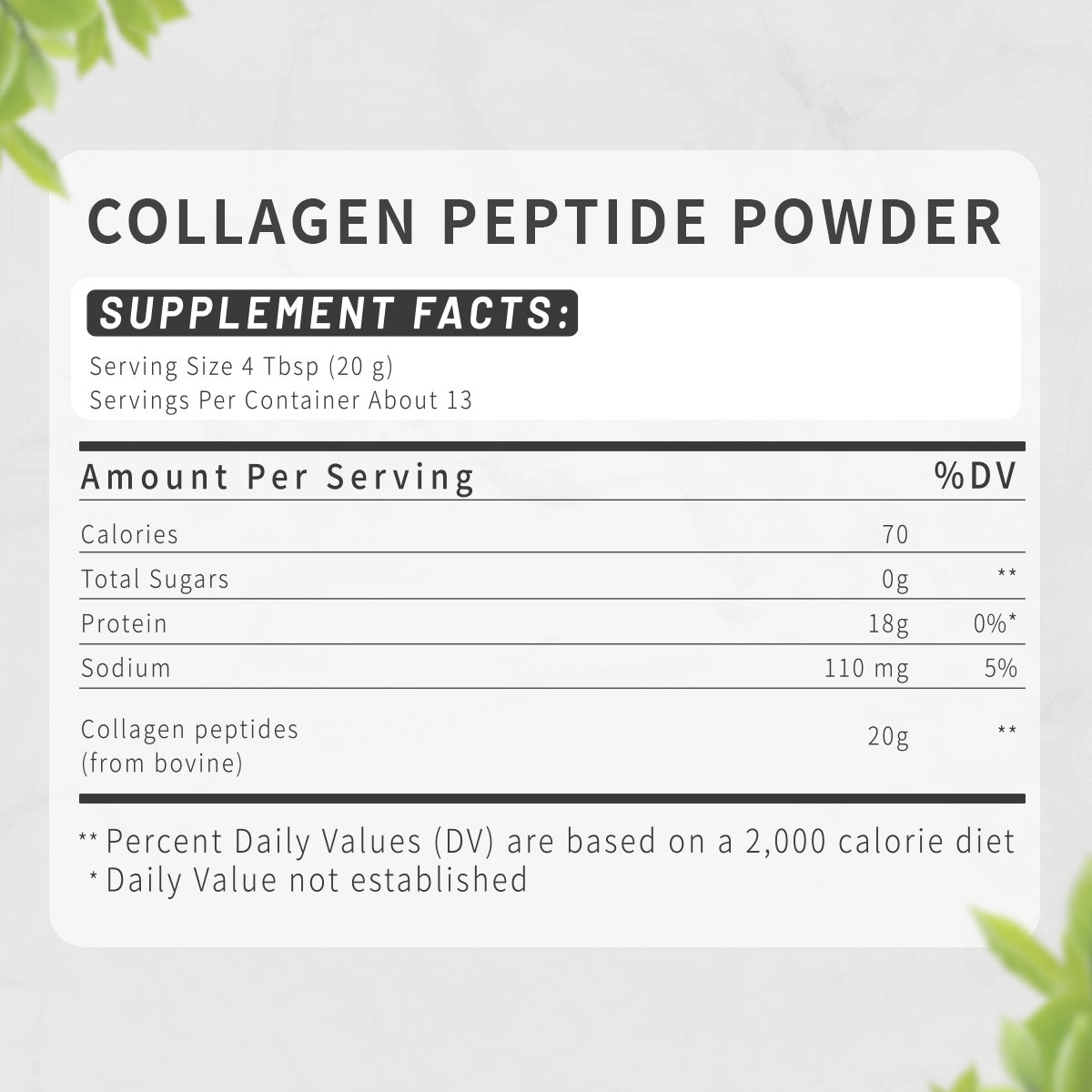 BRBR Collagen Peptides Powder – Hydrolyzed Bovine Collagen, Type I & III, 265g (13 Servings)