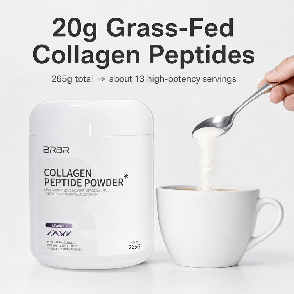 BRBR Advanced Collagen Peptide Powder – Hydrolyzed Bovine Collagen with Vitamin C & Hyaluronic Acid, 265g