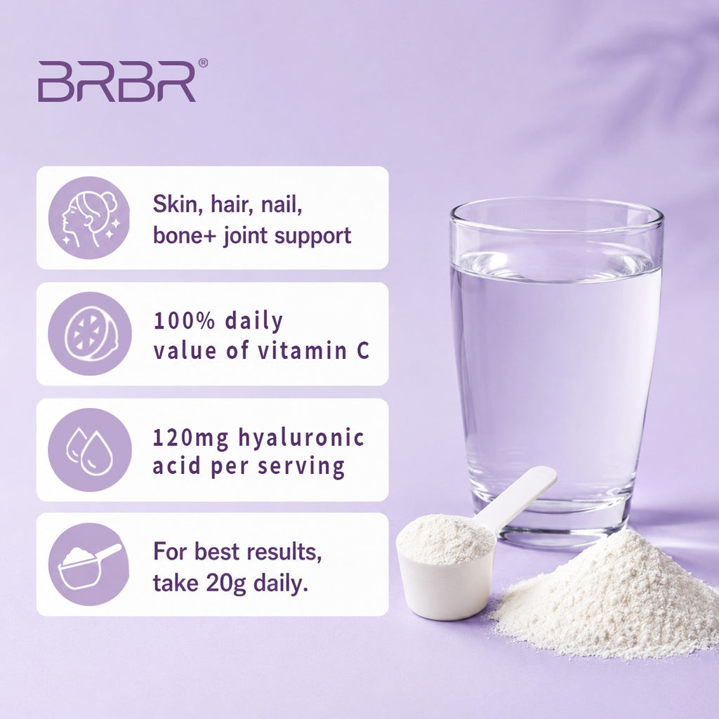 BRBR Advanced Collagen Peptide Powder – Hydrolyzed Bovine Collagen with Vitamin C & Hyaluronic Acid, 265g