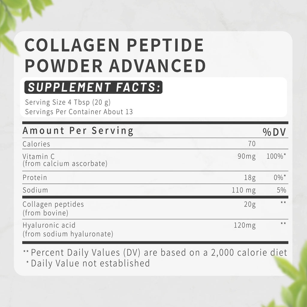 BRBR Advanced Collagen Peptide Powder – Hydrolyzed Bovine Collagen with Vitamin C & Hyaluronic Acid, 265g