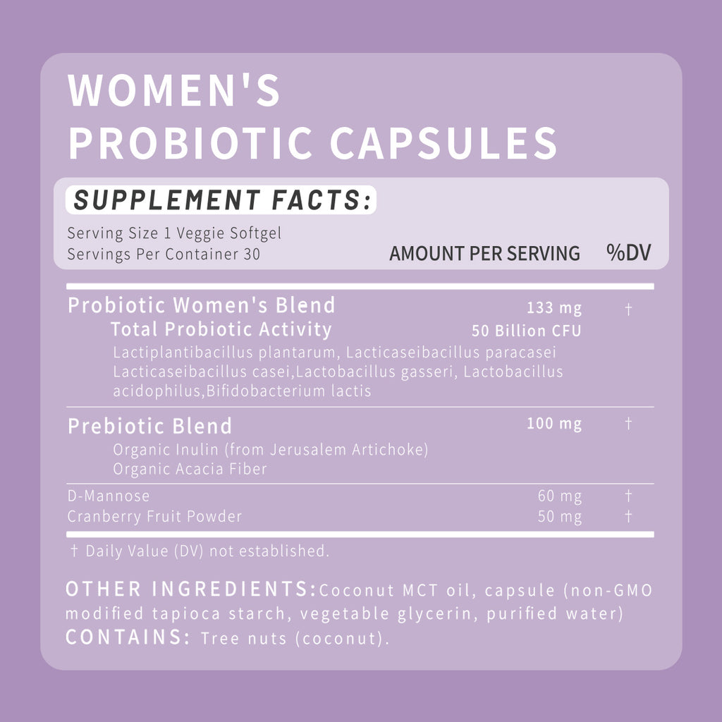 BRBR Women's Probiotics – 6 Active Strains with Cranberry & D-Mannose, 30 Capsules