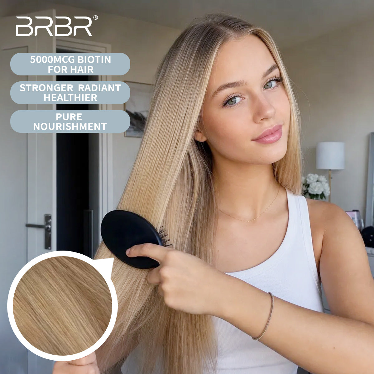 BRBR Hair, Skin & Nails Vitamins – 26+ Nutrients with Biotin & Zinc, 30 Capsules